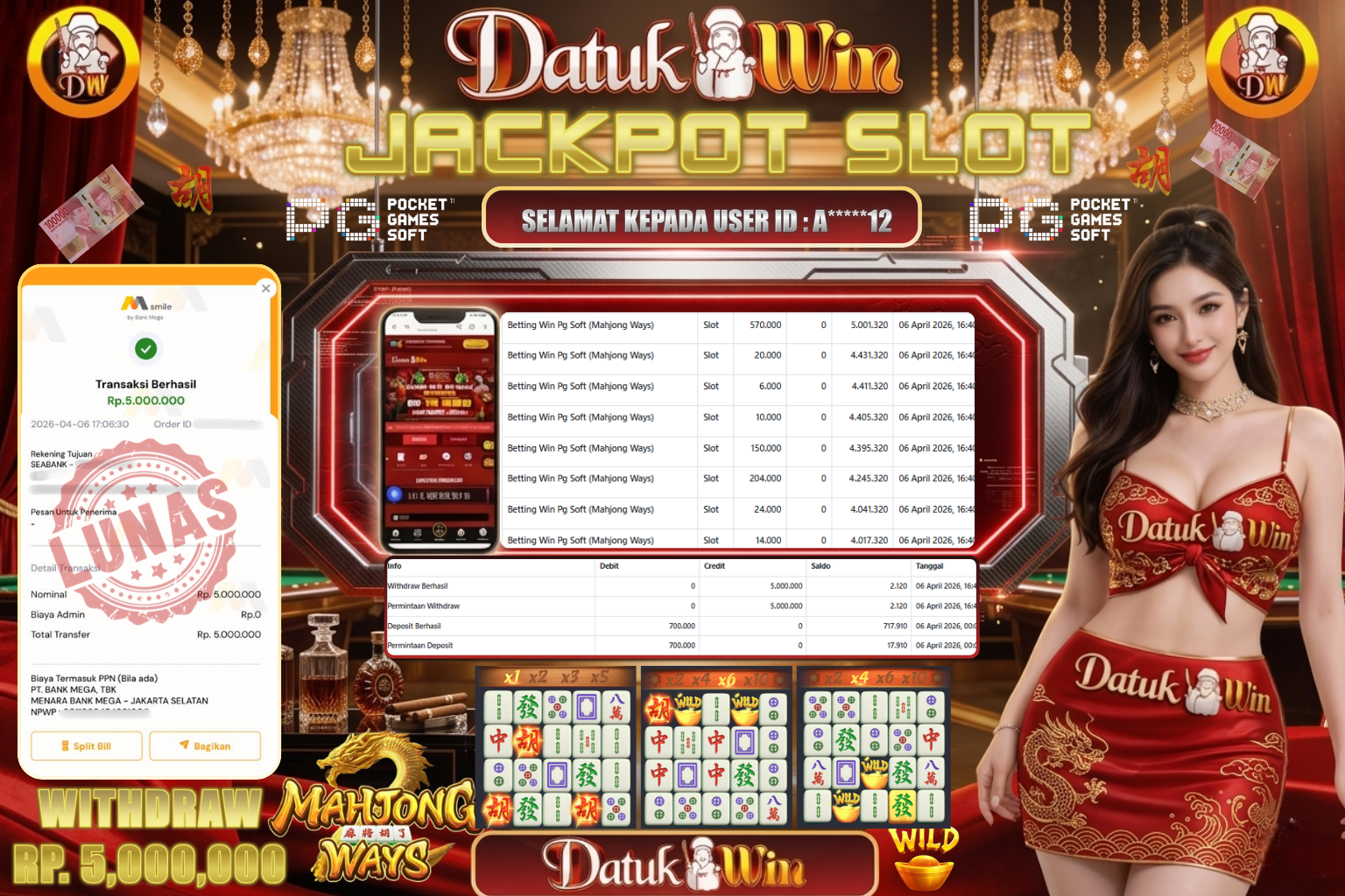 Bukti Pembayaran Jackpot 06 April 2026 – DATUKWIN
