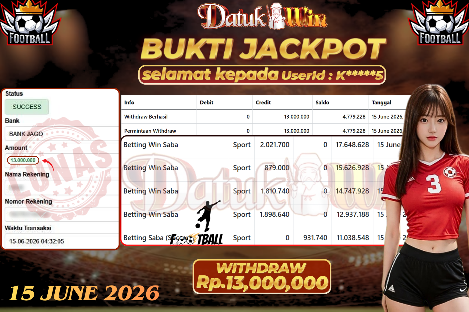 Bukti Pembayaran Jackpot 15 June 2026 – DATUKWIN
